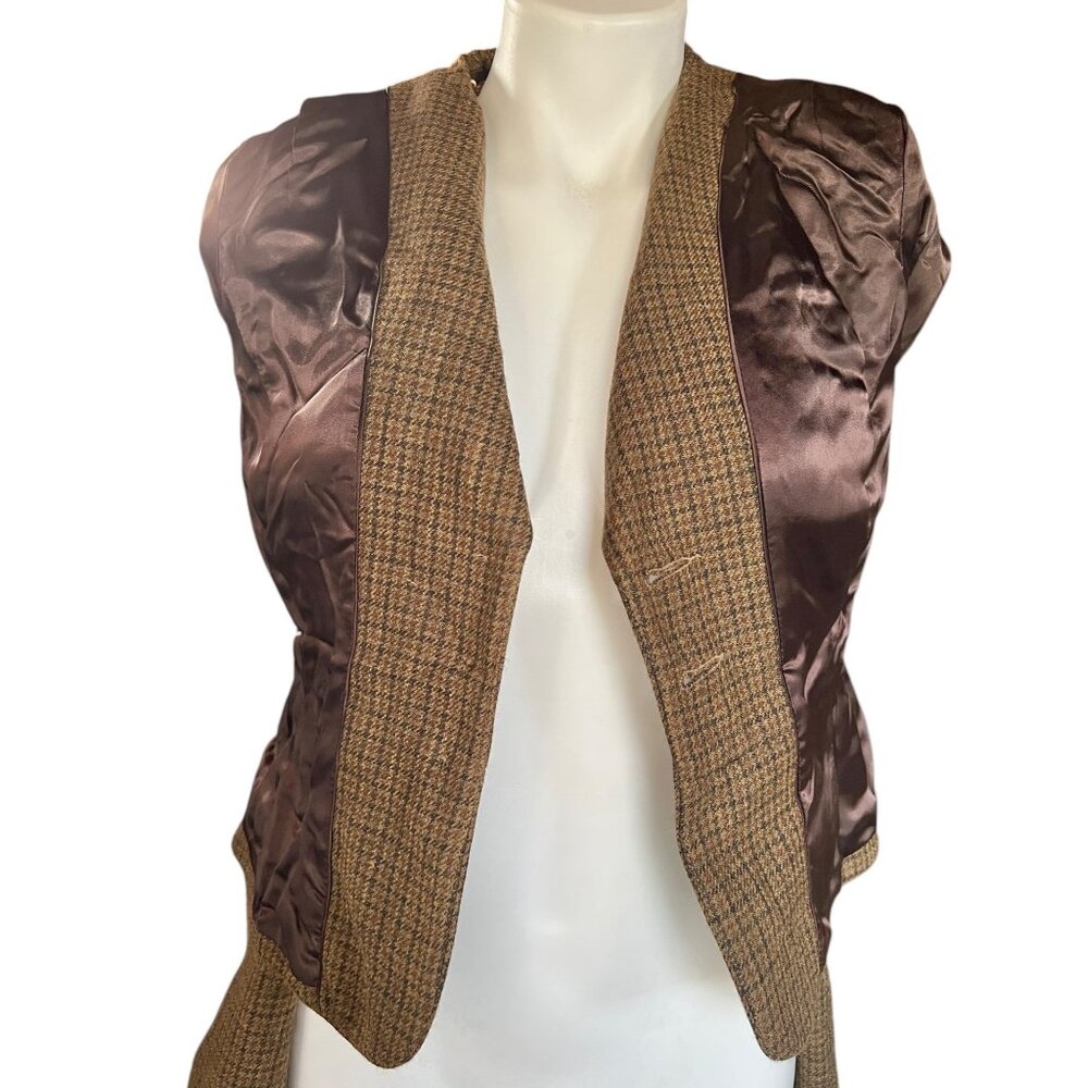 Banana Republic Womens Size 4 Tweed Fitted Suitcoat Jeweled Collar Wool & Alpaca - Picture 12 of 13